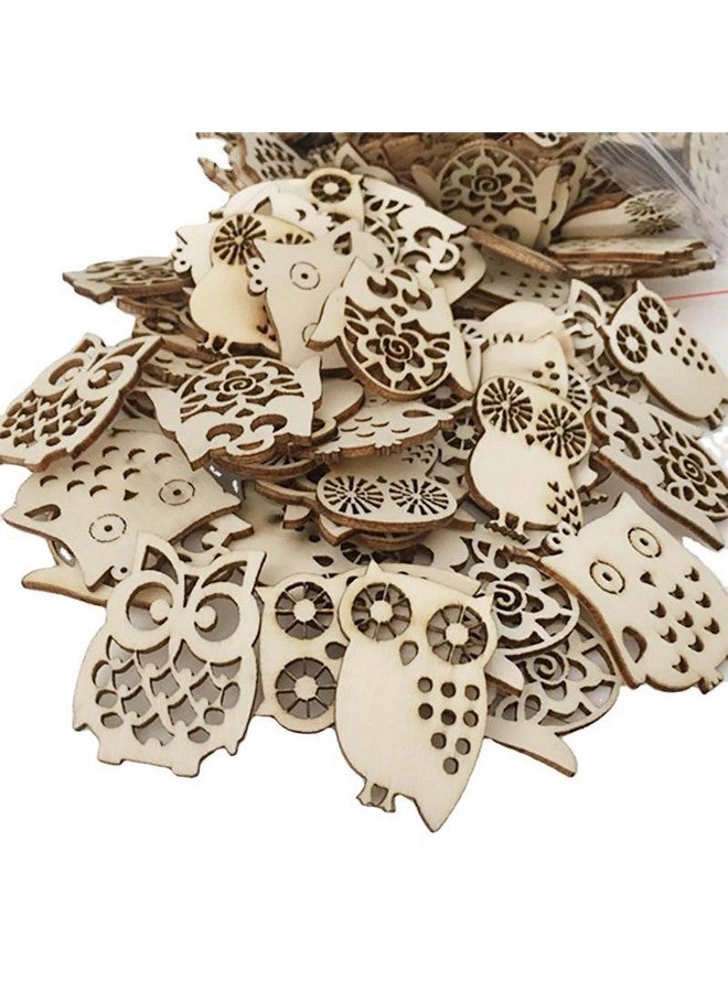JANOU 50pcs Mini Owl Wood Cutouts DIY Crafts Owl Bird Unfinished Wooden Tags Ornaments for Wedding Birthday Party Decoration (Randow Styles) - Image 1