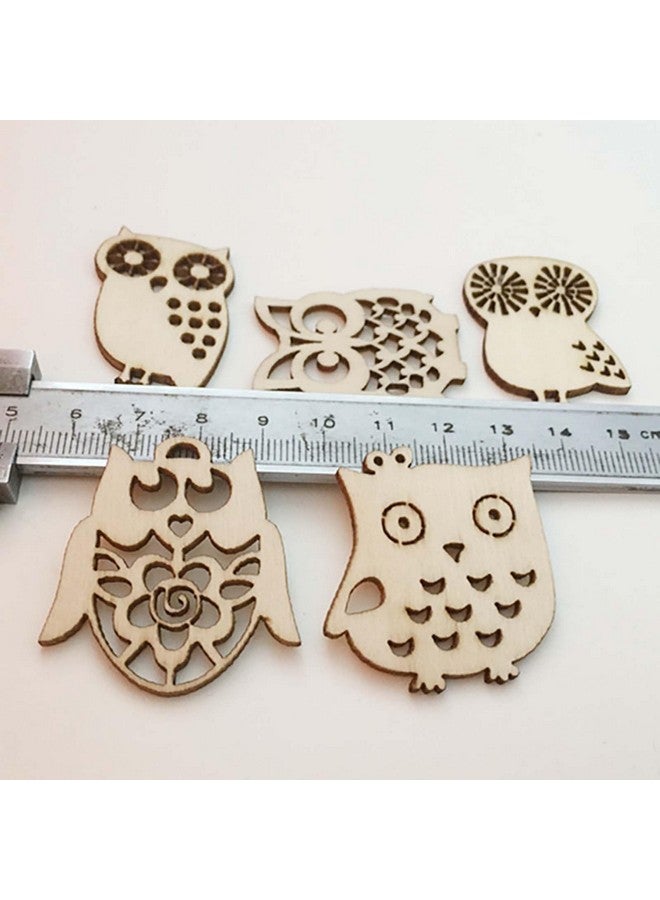 JANOU 50pcs Mini Owl Wood Cutouts DIY Crafts Owl Bird Unfinished Wooden Tags Ornaments for Wedding Birthday Party Decoration (Randow Styles) - Image 3