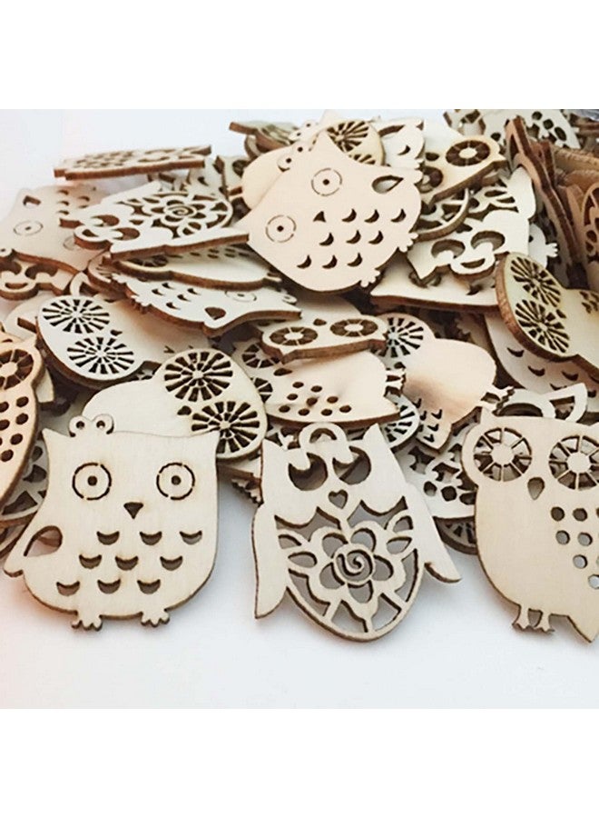 JANOU 50pcs Mini Owl Wood Cutouts DIY Crafts Owl Bird Unfinished Wooden Tags Ornaments for Wedding Birthday Party Decoration (Randow Styles) - Image 4