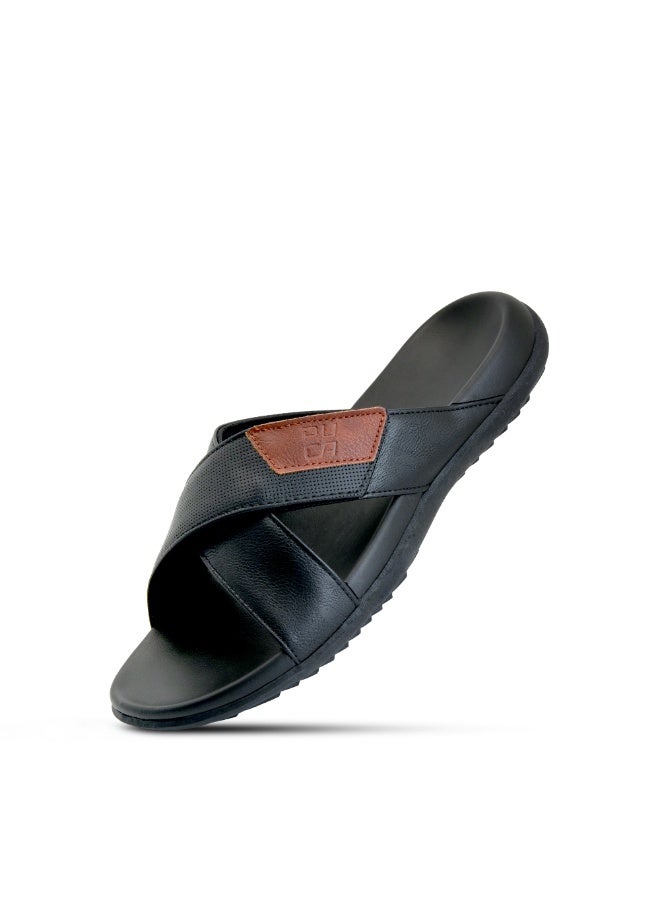 Puca Sliders For Men Lightweight and comfortable men sliders Highly flexible slippers | Royal Slider06 Black - Image 1