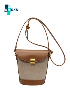 Women's New Minimalist Shoulder Bag, Ladies Portable Metal Buckle Carrying Bag Small Bag, Flap Canvas Bucket Bag, Crossbody Bag Side Bag Sling Bag