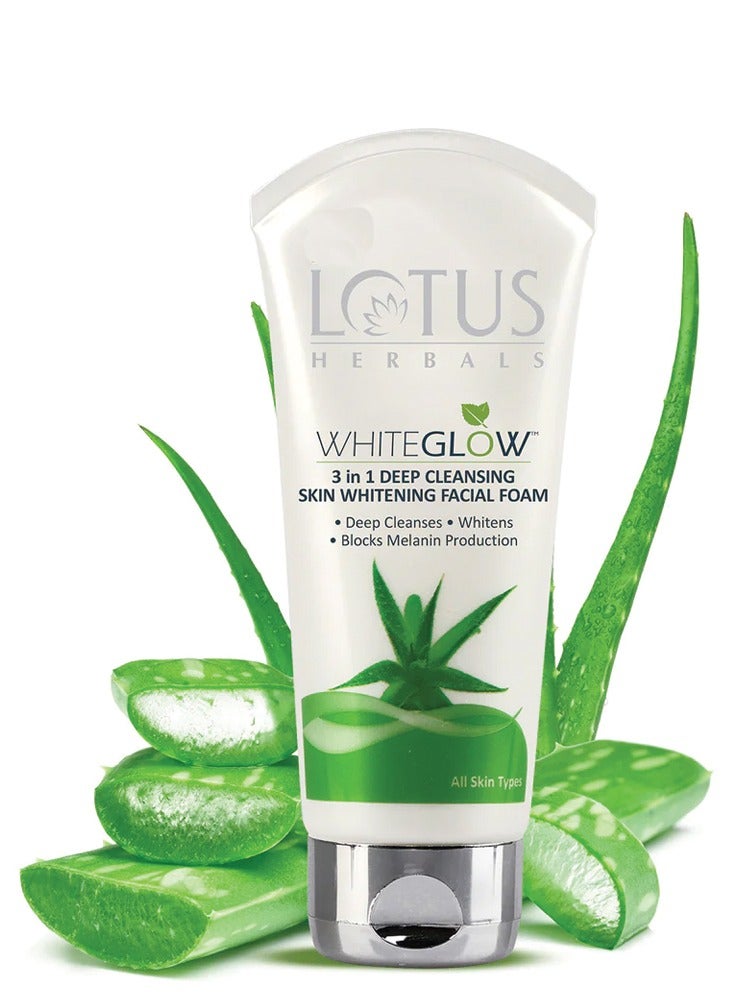 Lotus Herbal White Glow 3 In 1 Deep Cleansing Skin Brightening Facial Foam 100g 
