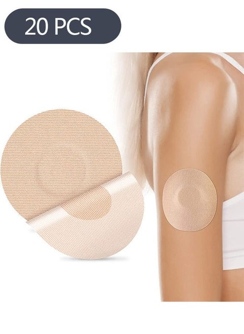 20-Piece Adhesive Patch, Good for Libre Enlite Guardian Pre-Cut Back Paper Waterproof Libre2/3 Sensor Covers Flesh Flexible CGM Patches NO Glue in The Center, Long Fixation for Your Sensor