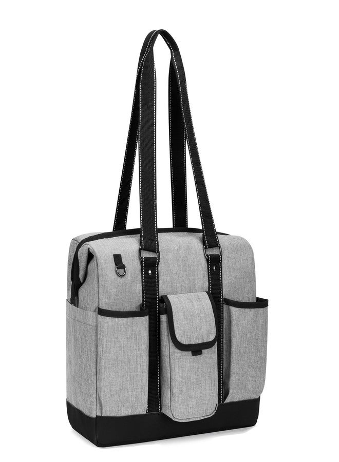 داميرو حقيبة داميرو للمعلمات مع جيب للكمبيوتر المحمول، حقيبة عمل للمعلمات مزودة بأزرار كبس جانبية للنساء ولوازم التدريس، رمادي - Image 1