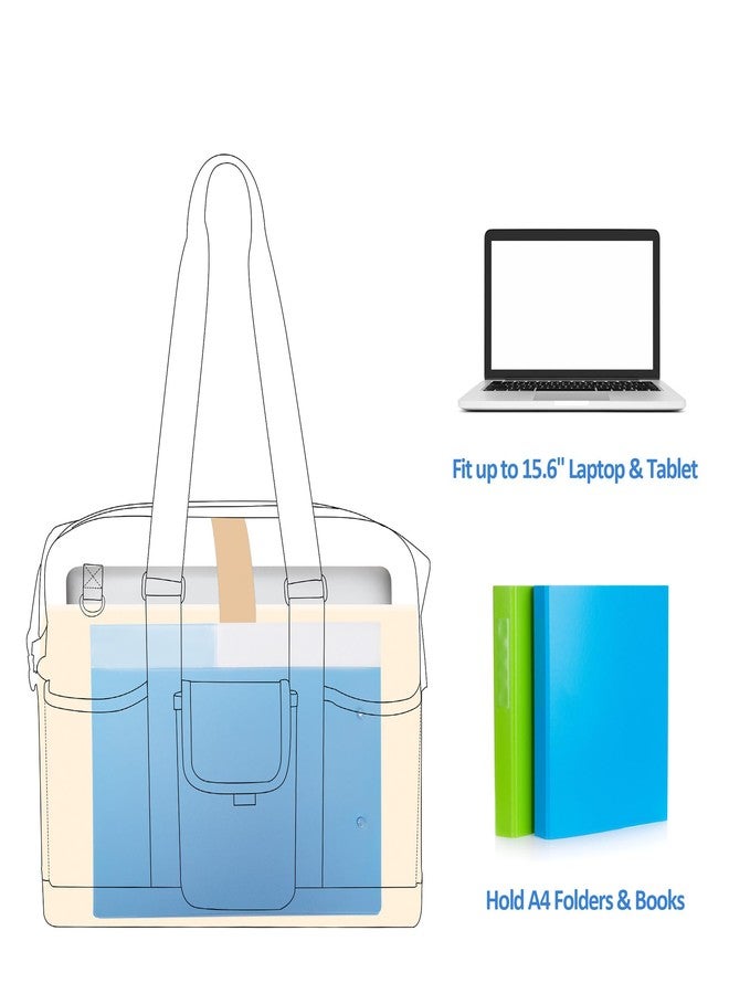 داميرو حقيبة داميرو للمعلمات مع جيب للكمبيوتر المحمول، حقيبة عمل للمعلمات مزودة بأزرار كبس جانبية للنساء ولوازم التدريس، رمادي - Image 4