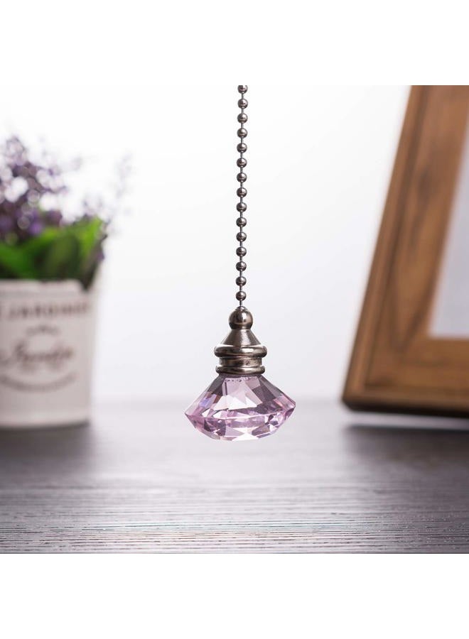 LONGSHENG Ceiling Fan Pull Chain Set - 2 pieces Pink Diamond Fan Pull Chains 20 Inch Ceiling Fan Chain Extender with Chain Connector Home Wedding Decor Ornament Pendant - Image 2