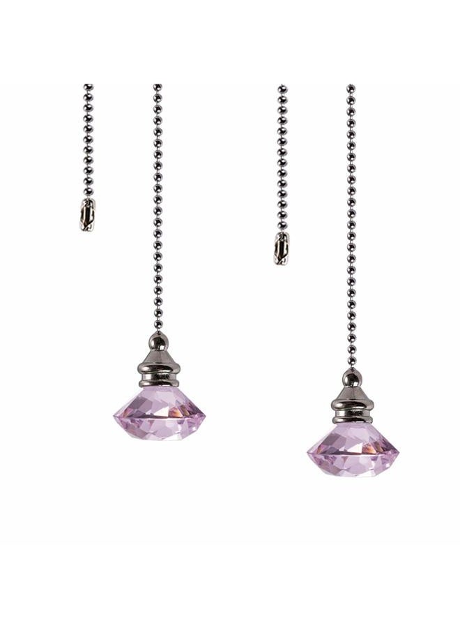 LONGSHENG Ceiling Fan Pull Chain Set - 2 pieces Pink Diamond Fan Pull Chains 20 Inch Ceiling Fan Chain Extender with Chain Connector Home Wedding Decor Ornament Pendant - Image 1