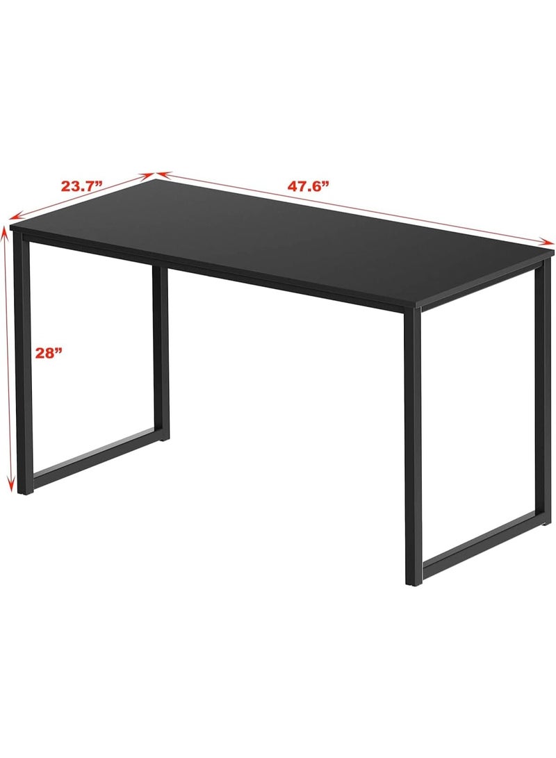 لوتيما طاولة كمبيوتر حديثة بعرض 48 بوصة، مكتب منزلي باللون الأسود، طاولة كتابة بإطار معدني وسطح خشبي صناعي، مطلي بالبودرة ومقاوم للخدوش، مع إدارة الكابلات وسهولة التركيب، شكل مستطيل - Image 2