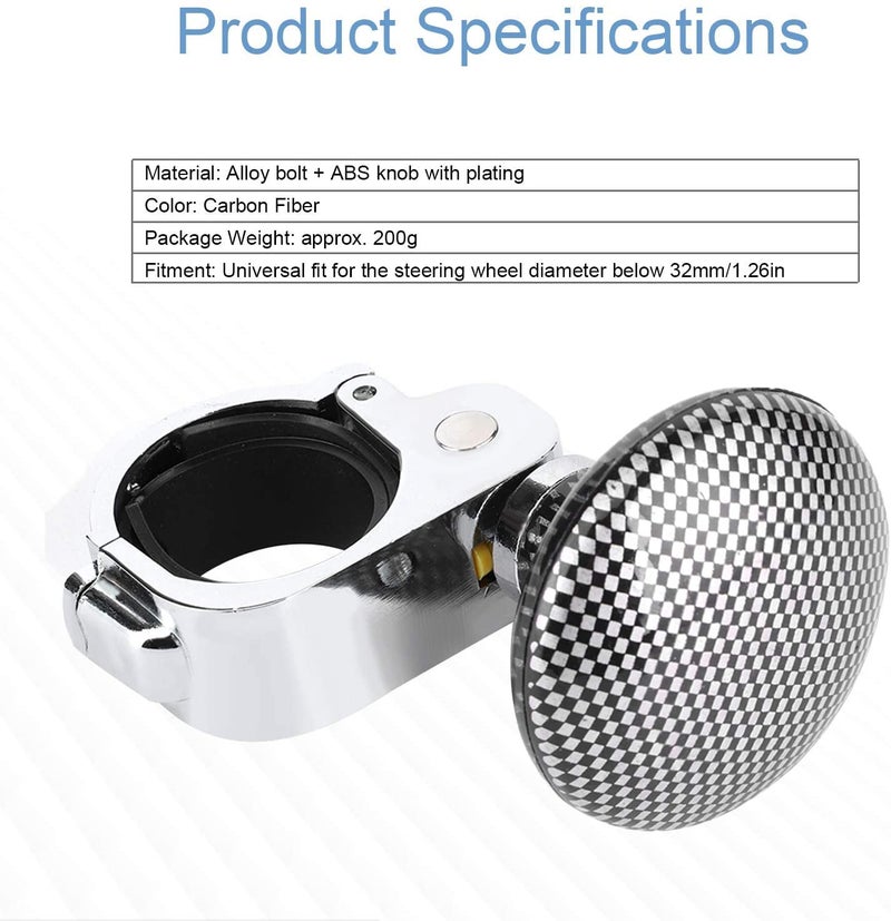 OVERA مقبض عجلة القيادة أوفيرا، زر عجلة قيادة عالمي، كرة طاقة إضافية للتحكم في عجلة القيادة، مقبض ثابت لعجلة القيادة للسيارة، الجرار، الجرار العشبي، القارب (أسود) - Image 1