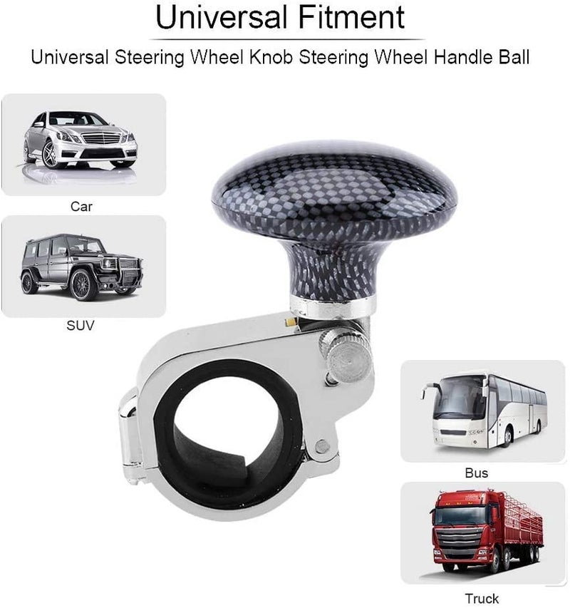 OVERA مقبض عجلة القيادة أوفيرا، زر عجلة قيادة عالمي، كرة طاقة إضافية للتحكم في عجلة القيادة، مقبض ثابت لعجلة القيادة للسيارة، الجرار، الجرار العشبي، القارب (أسود) - Image 4