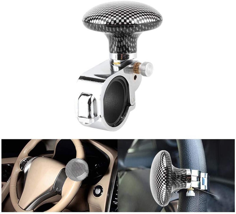 OVERA مقبض عجلة القيادة أوفيرا، زر عجلة قيادة عالمي، كرة طاقة إضافية للتحكم في عجلة القيادة، مقبض ثابت لعجلة القيادة للسيارة، الجرار، الجرار العشبي، القارب (أسود) - Image 5