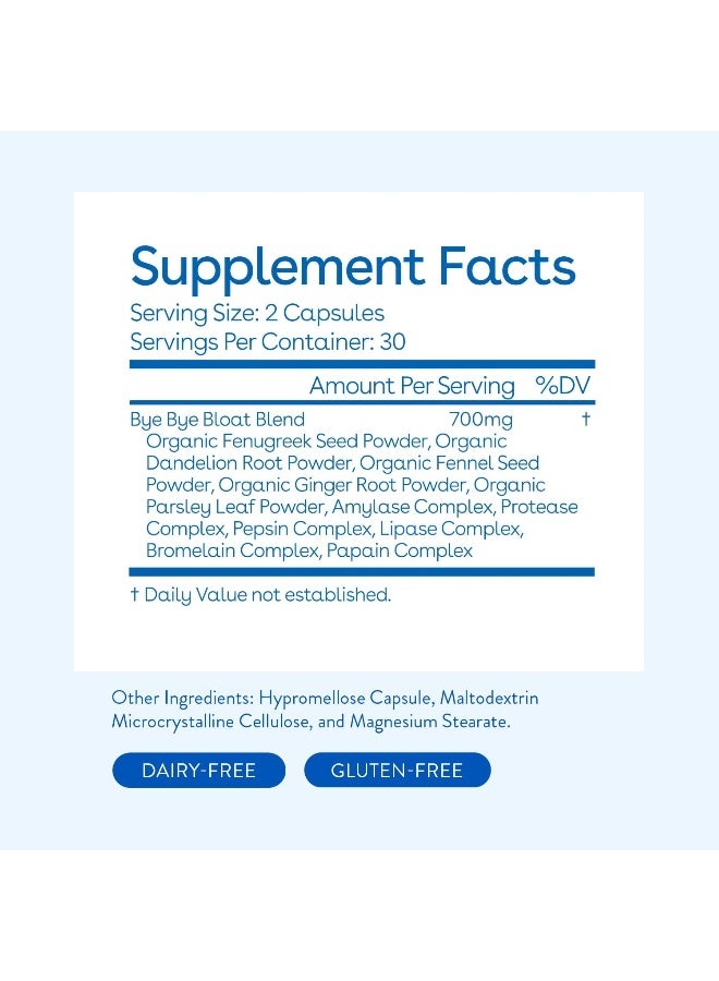 Love Wellness Bye Bye Bloat, Digestive Enzymes Supplement - 60 Capsules - Image 3