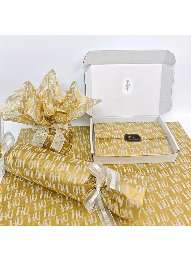 25 Sheets QOQI Golden Gift Wrapping Paper Elegant Gold Sheets for Christmas Holiday Decorations Birthday Wedding Party Luxury Presents Bouquets Event Planning High Quality Finish - Image 1