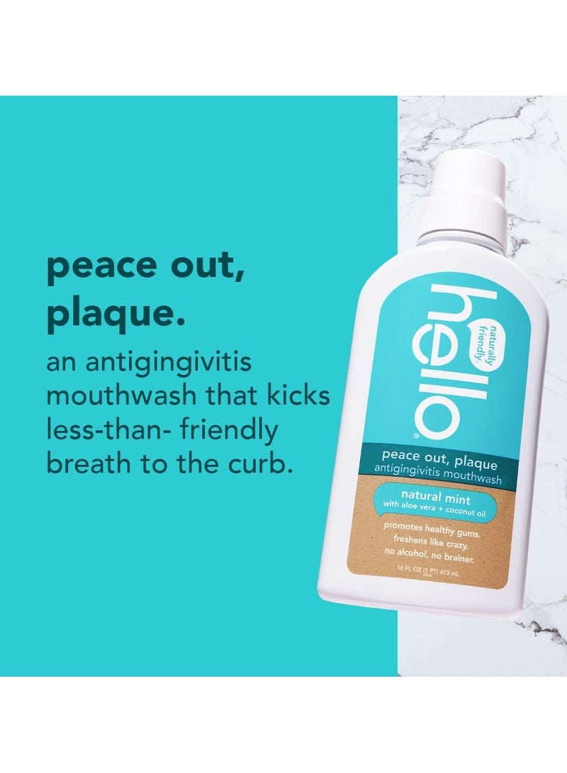 Hello Oral Care Antiplaque + whitening fluoride free toothpaste, 4.7 ounces (2 count) + naturally healthy antigingivitis mouthwash, 16 ounces - Image 3