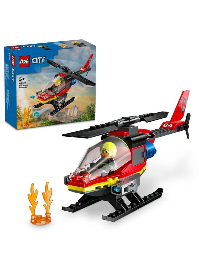 LEGO City Fire Rescue Helicopter 60411 Building Toy Set (85 Pieces) - Image 1