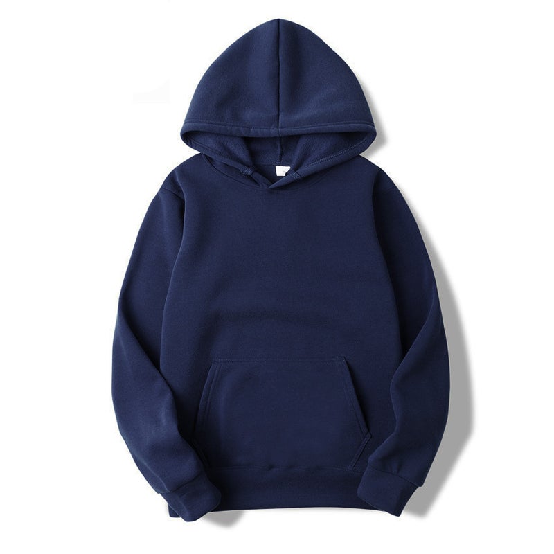 Thick Solid Color Hoodie Unisex 18 Colors Sportswear Navy 