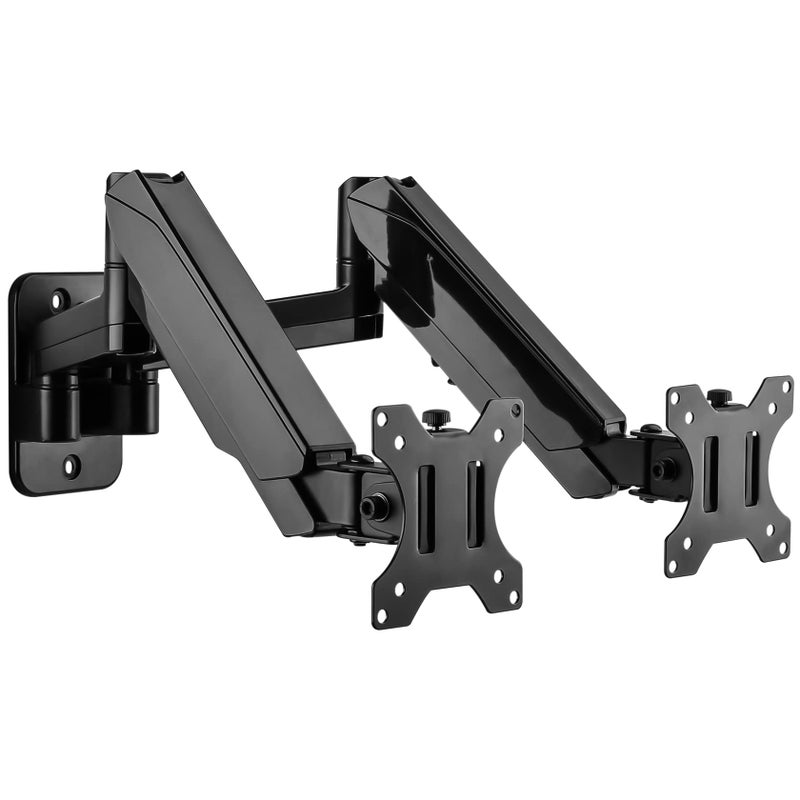 UPGRAVITY Dual Monitor Wall Mount, Double Monitor Wall Stand for Two 17-32 inch Flat Computer Screens, Height Adjustable Gas Spring Mounted Bracket Arms Hold up to 17.6lbs, VESA 75/100 - Image 1