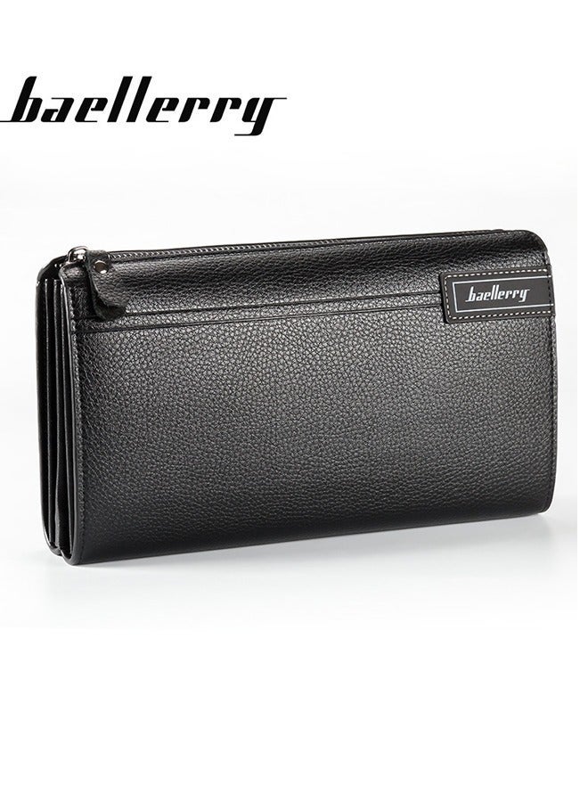 general Baellerry Men's Clutch Bag Business Casual Large Capacity Lychee Pattern Zipper Handbag Wallet Large Capacity Business Card Storage Wallet - Image 1
