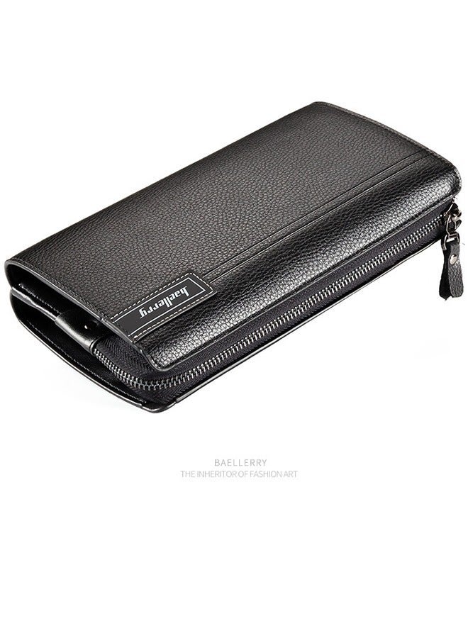 general Baellerry Men's Clutch Bag Business Casual Large Capacity Lychee Pattern Zipper Handbag Wallet Large Capacity Business Card Storage Wallet - Image 4