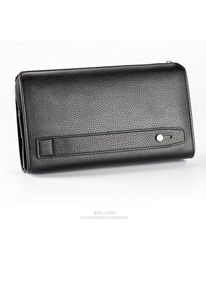 general Baellerry Men's Clutch Bag Business Casual Large Capacity Lychee Pattern Zipper Handbag Wallet Large Capacity Business Card Storage Wallet - Image 5