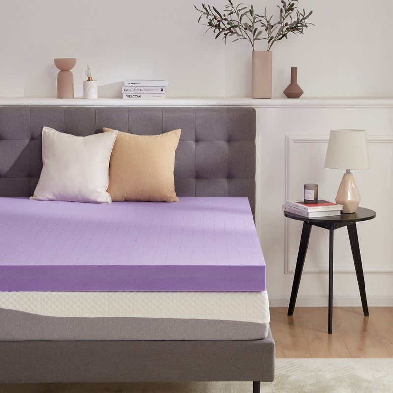 SINWEEK 4 Inch Gel Memory Foam Mattress Topper Ventilated Soft Pressure Relieve Mattress Pad Breathable Bed Topper CertiPURUS Certified Queen Size