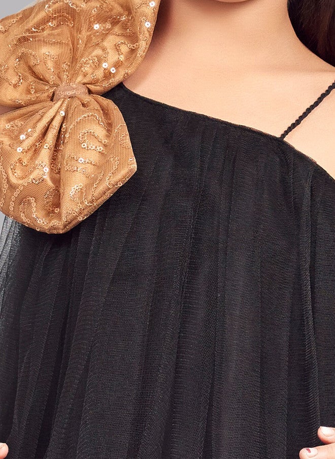 PinkChick Black Tulle A-Line Dress for Girls - Image 2