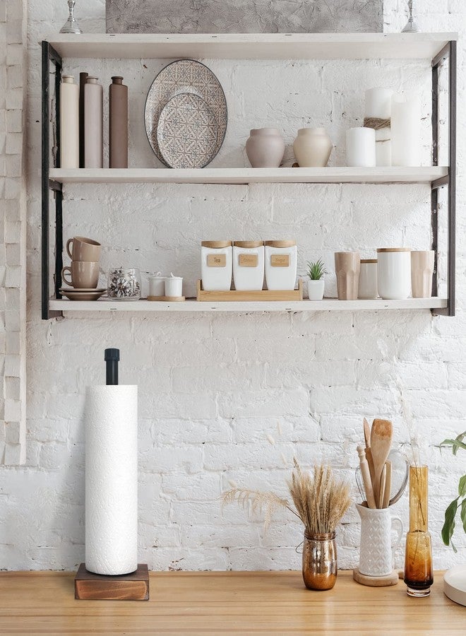 HouseAid Industrial Pipe Paper Towel Holder Stand, Free-Standing Farmhouse Kitchen Towel Holder, Rustic Paper Towel Rack for Countertop, Matte Black - Image 2