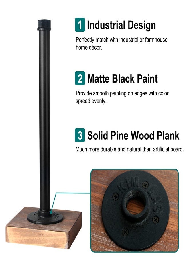 HouseAid Industrial Pipe Paper Towel Holder Stand, Free-Standing Farmhouse Kitchen Towel Holder, Rustic Paper Towel Rack for Countertop, Matte Black - Image 5