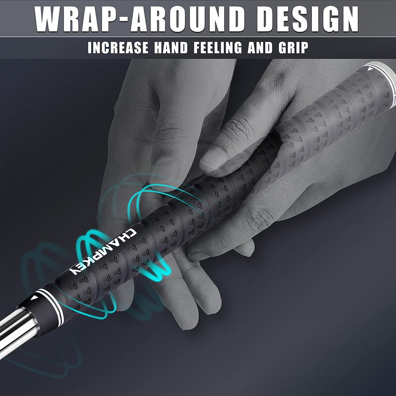 CHAMPKEY WRAP-Y Rubber Golf Grips 13 Pack Come with All Repair Kits - High Feedback and Traction Golf Club Grips(Standard, Black) - Image 5