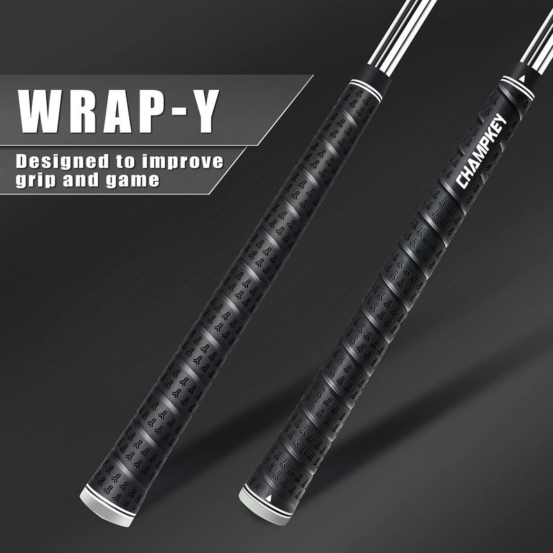 CHAMPKEY WRAP-Y Rubber Golf Grips 13 Pack Come with All Repair Kits - High Feedback and Traction Golf Club Grips(Standard, Black) - Image 2
