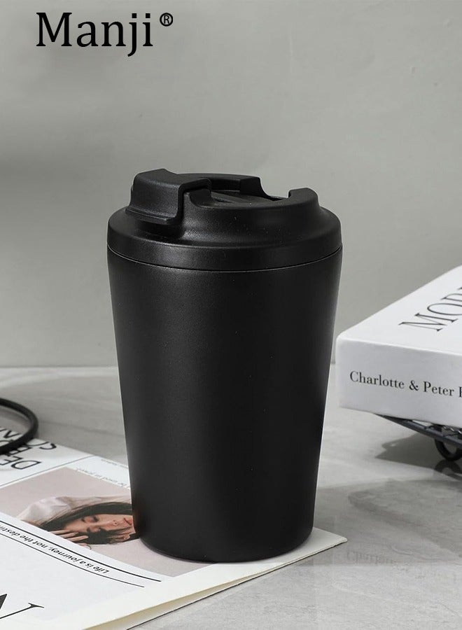 مانجي بسيطة وأنيقة فراغ قنينة القهوة كوب 304 الفولاذ المقاوم للصدأ الأمريكي النمط المحمولة للسفر مركبة المثبتة كأس مقاوم للتسرب - Image 1
