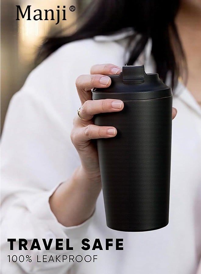 مانجي بسيطة وأنيقة فراغ قنينة القهوة كوب 304 الفولاذ المقاوم للصدأ الأمريكي النمط المحمولة للسفر مركبة المثبتة كأس مقاوم للتسرب - Image 2