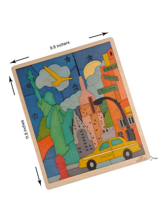 Ekoplay New York City Puzzle For Kids | 75 Piece Wooden Jigsaw Puzzle | Learning Educational Toys Gifts For Boys Girls 3+ Years | Discover New York City - Image 2