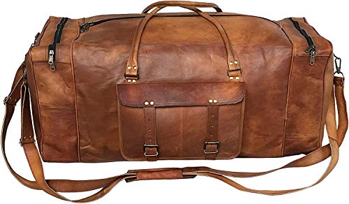 cuero Leather 24 Inch Luggage Handmade Duffel Bag Carryall Weekender Travel Overnight Gym Sports Carry On Duffel Bag For Men And Women - Image 2
