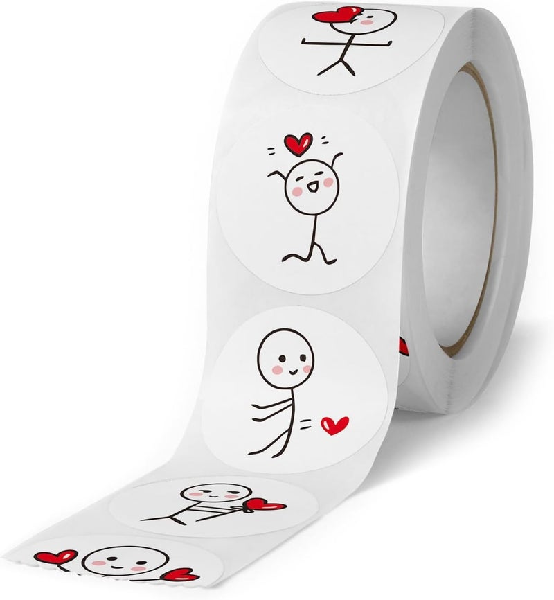 Parshya 500pcs Watercolor Cute Cartoon Heart Stickers, Round Cartoon Heart Adhesive Sticker for Small Business Wedding Supplies Packing Gift Wrap (1, Cute Cartoon Heart Stickers) - Image 4