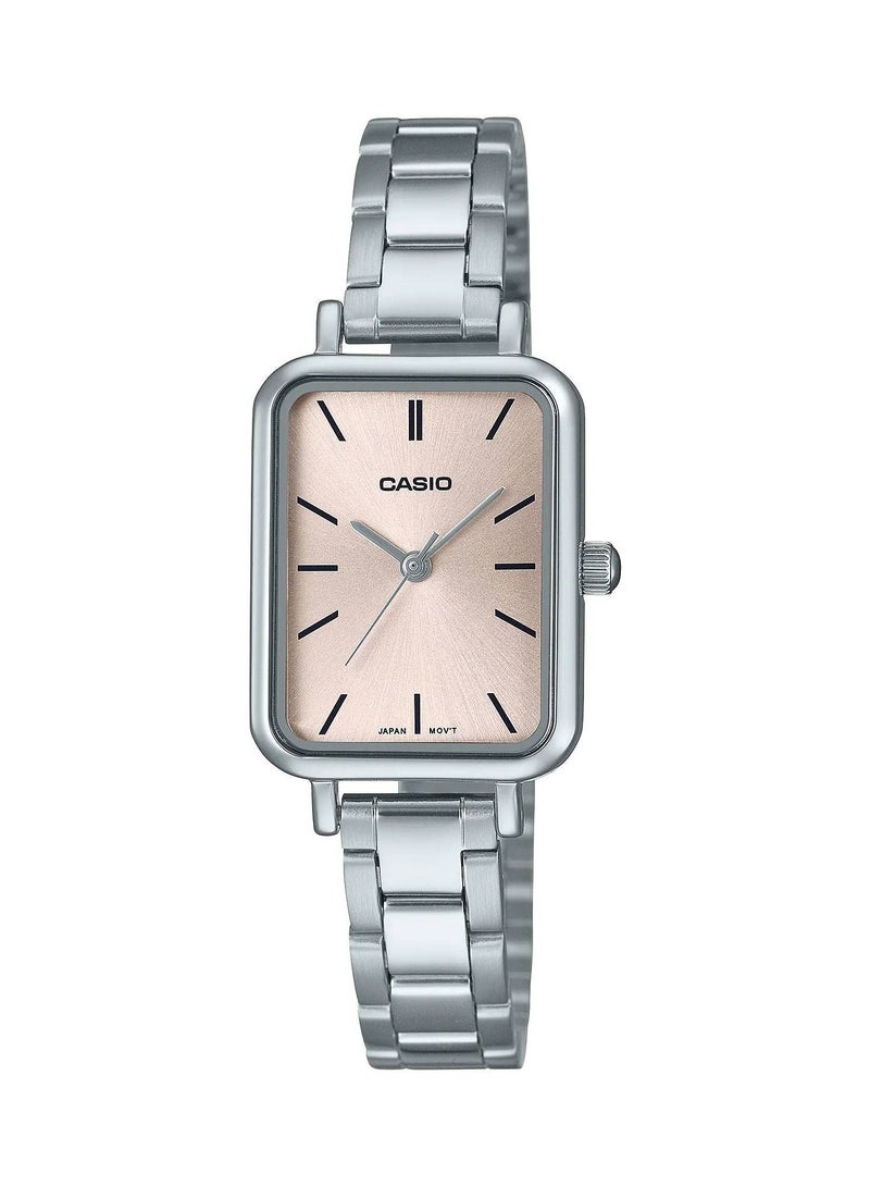 CASIO ساعة كاسيو النسائية مقاومة للماء بسوار من الستانلس ستيل كوارتز أنالوج - LTP-V009D-4EUDF - 20.7 مم