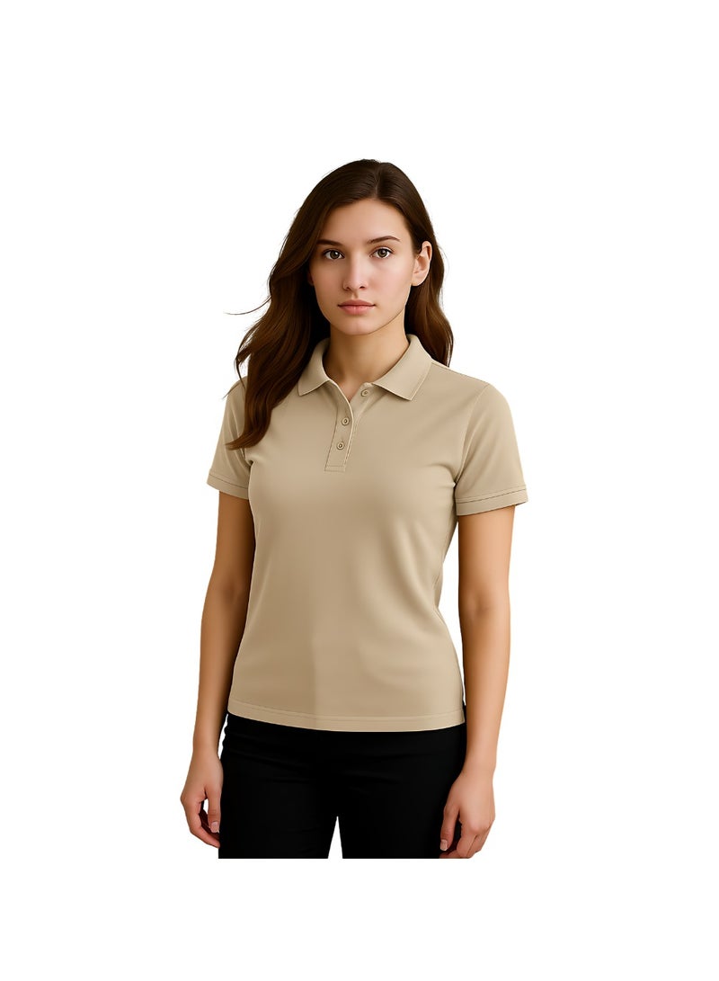 PRINTSHOP4ME Women's Regular-Fit Golf Polo T-shirt Pure Cotton Short Sleeve 220 GSM Basic Colors - Image 1