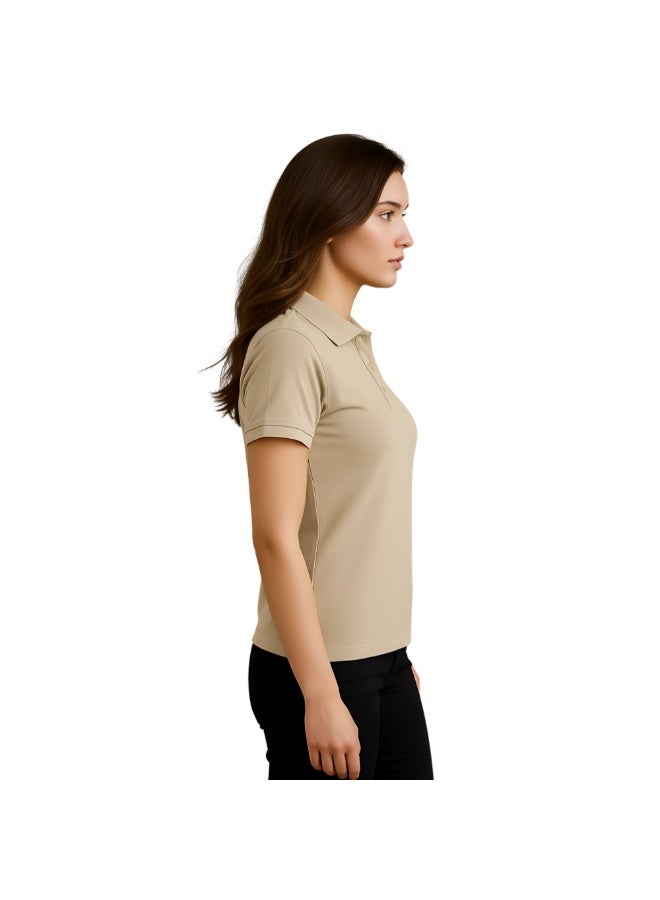 PRINTSHOP4ME Women's Regular-Fit Golf Polo T-shirt Pure Cotton Short Sleeve 220 GSM Basic Colors - Image 3