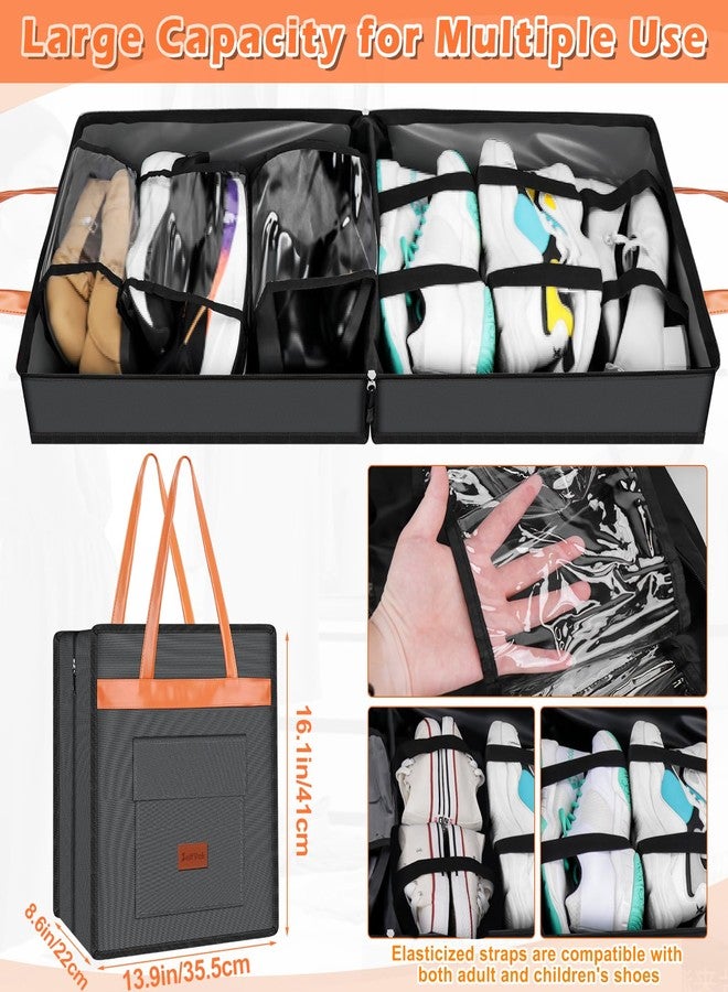 SelfTek Shoe Bags for Travel with Handle, Waterproof Large-Capacity Family Travel Shoe Bag Organizer for Multiple Shoes, Shoe Travel Bags for Packing, Suitable for Luggage Handle- Grey - Image 4