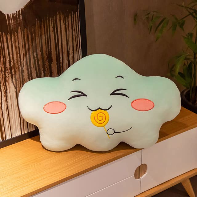 Peach Cuddle Moody Cloud Cushion for Kids Room (45x45 cm, Cheerful Green) Europian Velvet Cushion for Kids, Luxury Kids Furnishing, Decorative Cot Cushion, Nursery Décor, Baby Pillows - Image 1