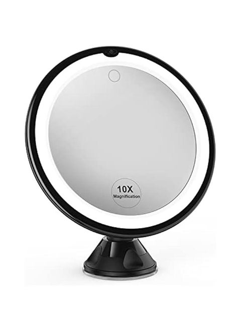 Enhanced 10x Illuminated Cosmetic Mirror with Touch Function, Secure Suction Cup, and 360° Swivel Arm, Lighted Magnifying Mirror for Household, Restroom Vanity, and Trips
