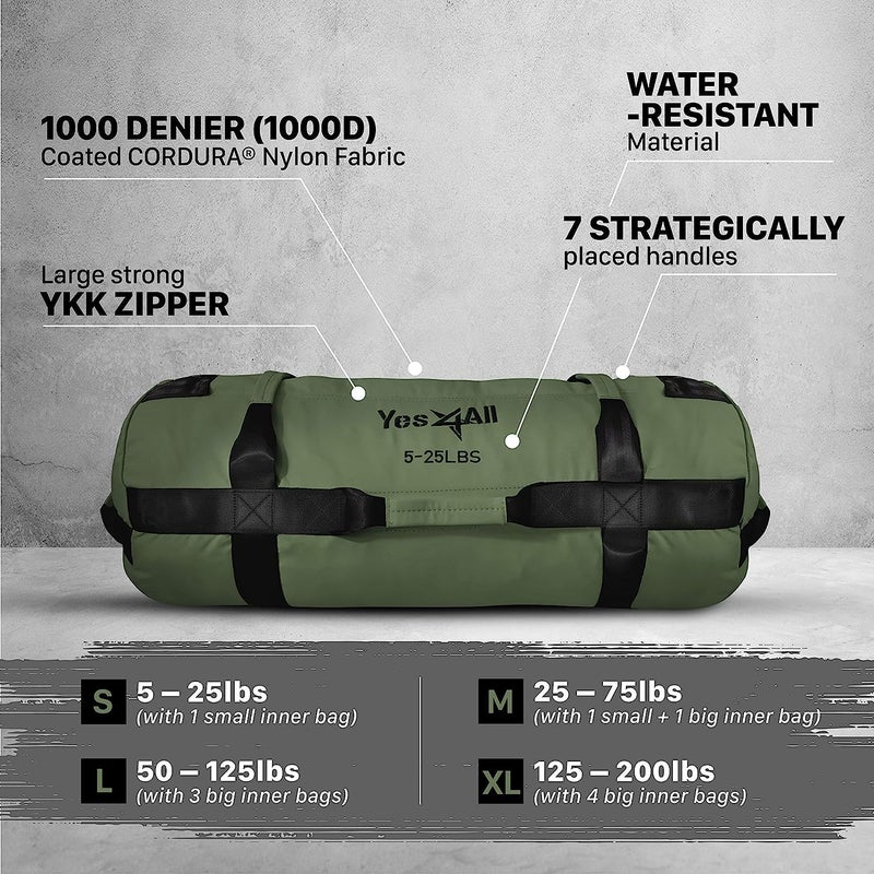 Yes4All Sandbag 2 KGS - 90 KGS Capacity, Heavy Duty Weighted Sandbags, Adjustable Weight Bags for Fitness, Conditioning, CrossFit - Multiple Colors & Sizes - Image 2