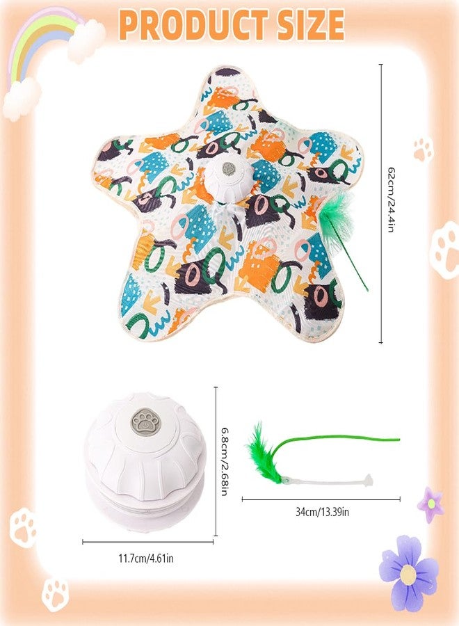 Qpets® Automatic Cat Toy with Hideaway Plush Cave, Motorized Rotating Feather & Butterfly Teaser - Interactive Cat Enrichment for Indoor Cats, Cozy Flower Mat, Pom-Pom Tails - Image 2