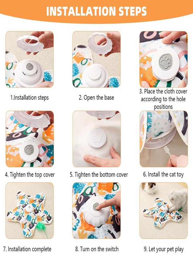 Qpets® Automatic Cat Toy with Hideaway Plush Cave, Motorized Rotating Feather & Butterfly Teaser - Interactive Cat Enrichment for Indoor Cats, Cozy Flower Mat, Pom-Pom Tails - Image 5
