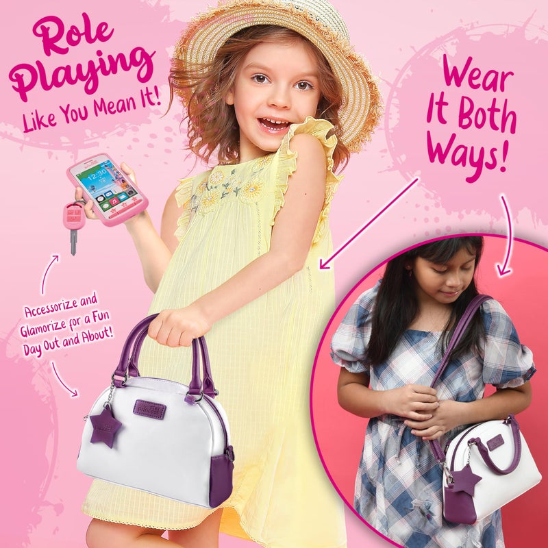 Star Princess Play Purse for Little Girls - Toddler Purse with Accessories and Pretend Makeup, Kids Toy Purse Includes Handbag, Phone, Wallet, Play Makeup Pretend Play Toys Birthday Gift for Girls Age 3 4 5 6 7 8 + - Image 2