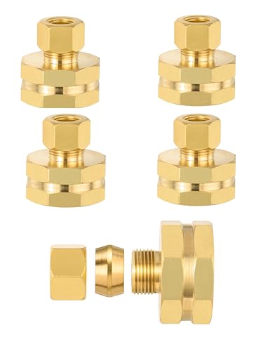 EFIELD Pack of 5 EFIELD 38 OD Compression x 34 FHT Garden Hose Threaded Female Brass AdapterLF BrassHOSE033 - Image 1