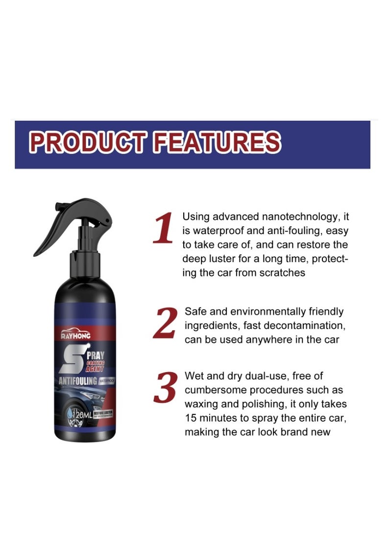 RAYHONG Multi-Functional Coating Renewal Agent, 3 in 1 High Protection Quick Car Coating Spray, 3 in 1 Ceramic Car Coating Spray, Plastic Parts Refurbish Agent 120ML  - Image 5