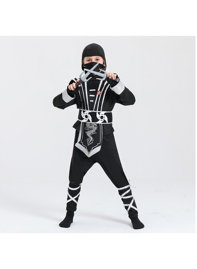 Halloween Silver Ninja Costume for Kids, Child Ninja Costumes for Halloween Dress Up Party - Image 1