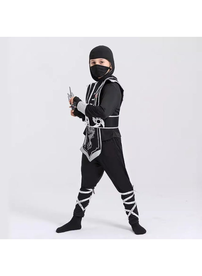 Halloween Silver Ninja Costume for Kids, Child Ninja Costumes for Halloween Dress Up Party - Image 4