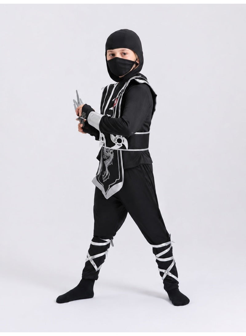 Prime Choice زي نينجا فضي للهالوين للأطفال، أزياء نينجا للأطفال لحفلة تنكرية للهالوين - Image 3